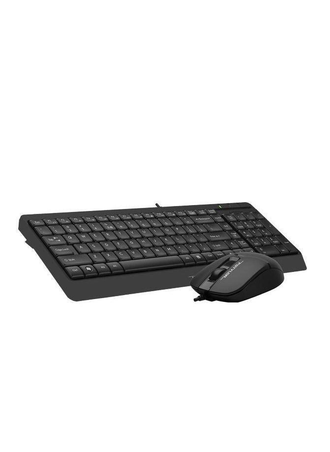 A4TECH FSTYLER 2 Section Wired Keyboard Mouse Desktop Set F1512, High-Elasticity Silicon,4-Way Wheel With 1200 Dpi, Black  - Image 4