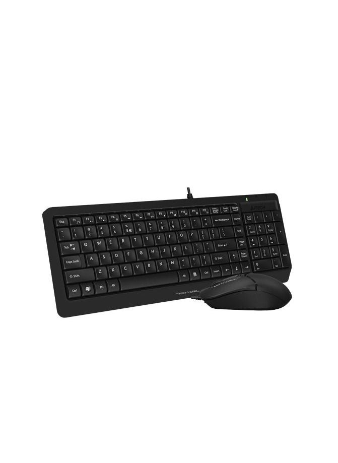 A4TECH FSTYLER 2 Section Wired Keyboard Mouse Desktop Set F1512, High-Elasticity Silicon,4-Way Wheel With 1200 Dpi, Black  - Image 3