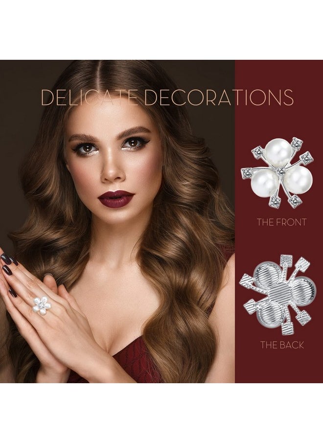 Waydress 66 Pieces Craft Pearl Crystal Rhinestone Buttons Flower Faux Pearl Bouquet Embellishments For Crafting Flat Back Decorative Button Diy Jewelry Making Supplies Wedding Bouquet Jewelry (Gold)  - Image 2
