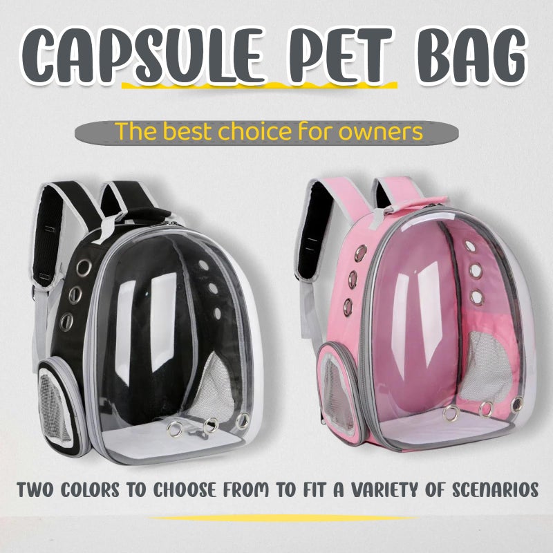 Mrichltm Cat Backpack Bubble Cats And Dogs Pet Carrier Hard Suitable For Cats Traveling Cat Bag Carrier Transparent Outdoor Waterproof Spacecraft Pet Backpack Carrier Black - Image 2