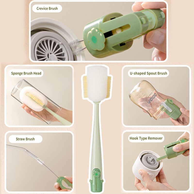 Dancepanda Water Bottle Cleaner Brush,5-in-1 Bottle Brushes for Cleaning,Bottle Scrubber Brush Cleaner(Green) - Image 4