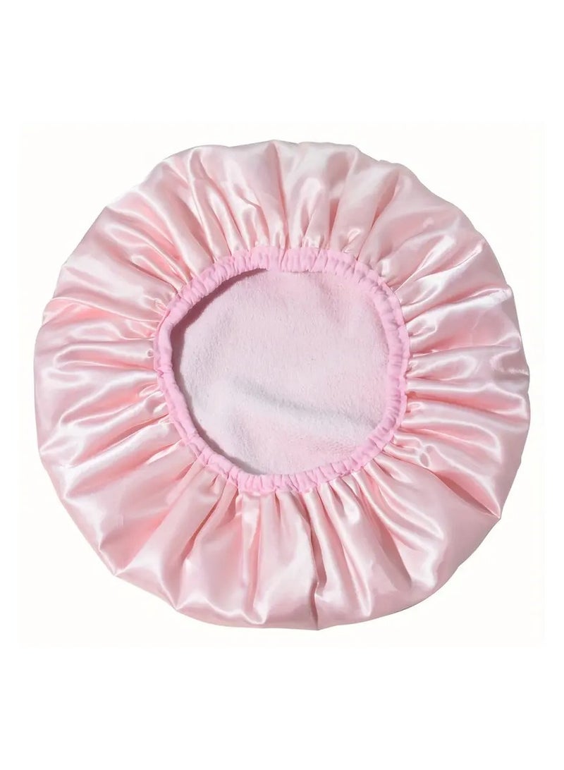 Goolsky غطاء دش ساتان فاخر للنساء - غطاء شعر ميكروفايبر ثلاثي الطبقات سريع الجفاف، غطاء استحمام مقاوم للماء، غطاء حرارة للتكييف - قابل لإعادة الاستخدام وصديق للبيئة - مقاس كبير - Image 5