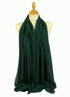 Perfectory PERFECTORY Women Lightweight Solid Chiffon Hijab Shawl Soft Premium Abaya Shawl Wrap Scarves, Long Bridal Hijab Scarf- Dark Green  - Image 1