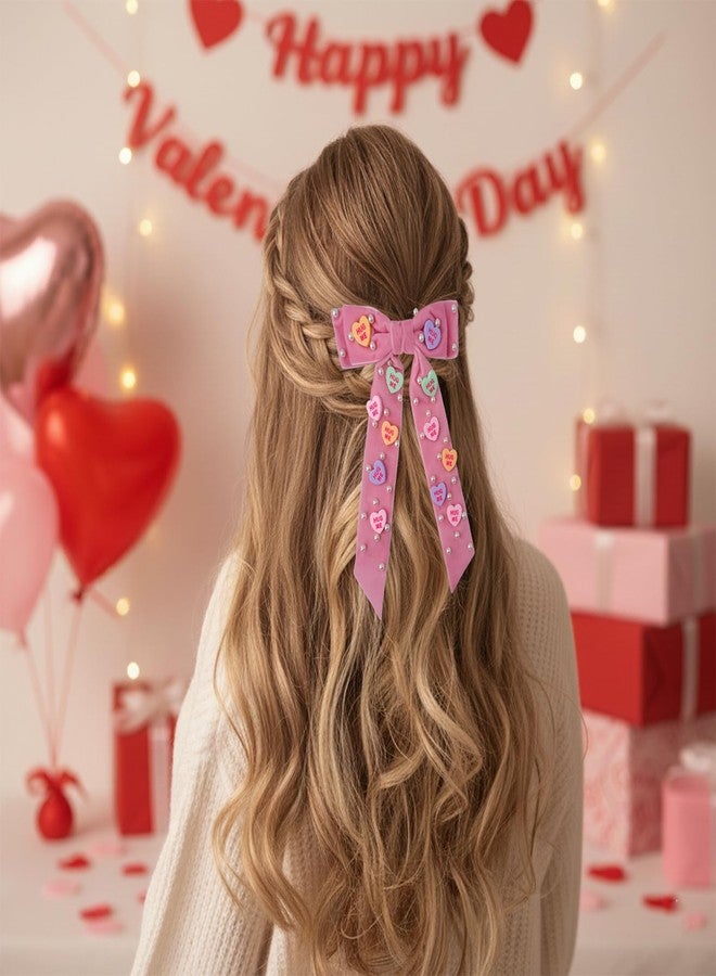 قطعتان من ربطات الشعر للبنات والسيدات، مشابك شعر مزينة بشرائط، إكسسوارات شعر للنساء، ربطات شعر لطيفة باللونين الأحمر والوردي، دبابيس شعر، هدايا عيد ميلاد، عيد الميلاد، عيد الحب، هدايا لها، صديقتها، زوجتها، أختها - Image 5