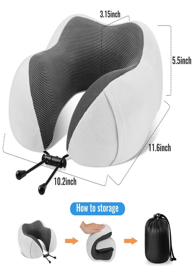 CloudBliss Travel Pillow Premium Memory Foam, Comfortable&Supportive Neck Pillow, Pain Relief Sleeping Neck Pillows for Travel, Airplane Pillow for Sleeping Airplane, Car, Office and Home （Light Grey） - Image 3