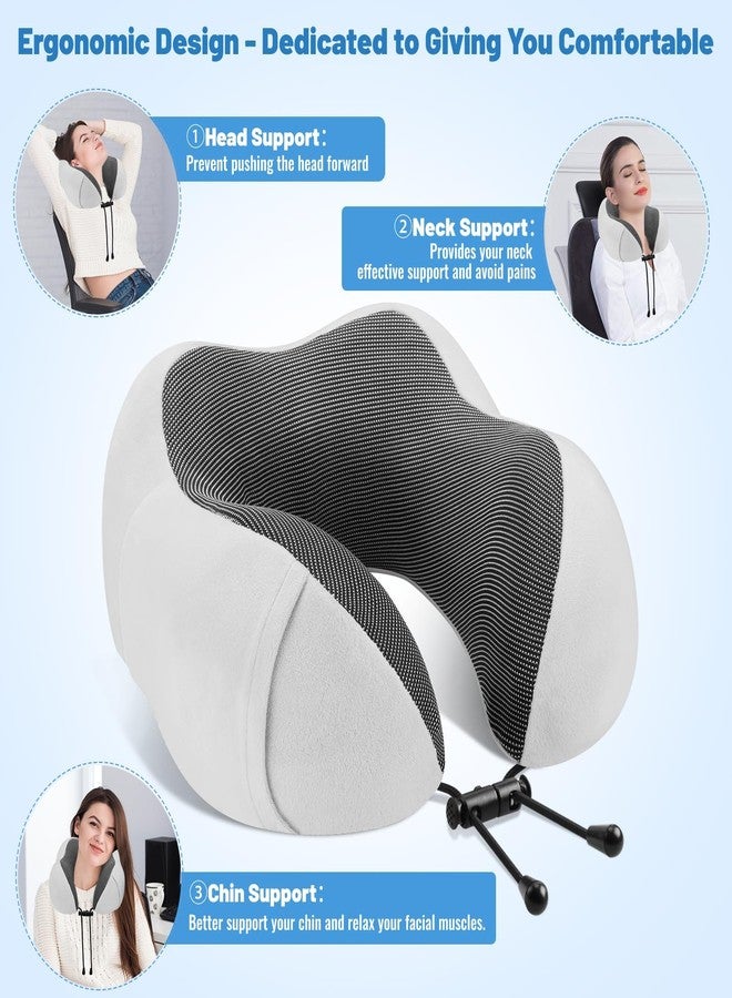 CloudBliss Travel Pillow Premium Memory Foam, Comfortable&Supportive Neck Pillow, Pain Relief Sleeping Neck Pillows for Travel, Airplane Pillow for Sleeping Airplane, Car, Office and Home （Light Grey） - Image 5