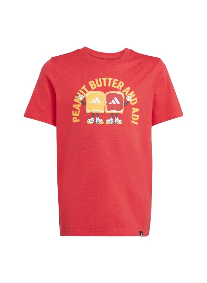 Adidas J Food T Red Graphic Tee (Short Sleeve) T-Shirts For Kids - Image 1