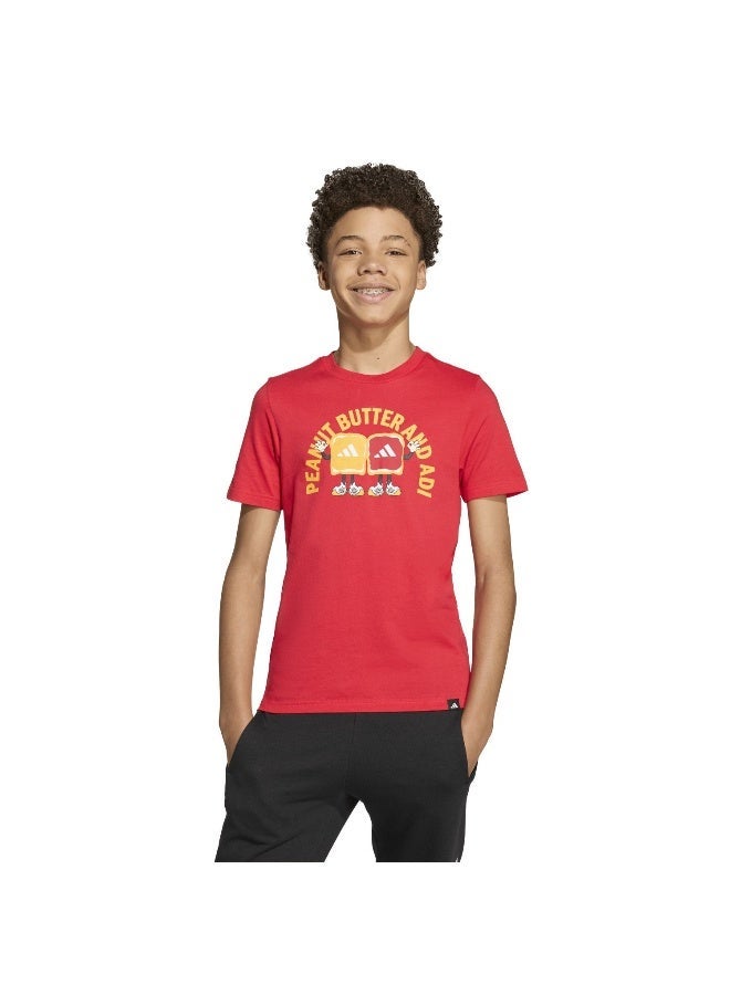 Adidas J Food T Red Graphic Tee (Short Sleeve) T-Shirts For Kids - Image 1