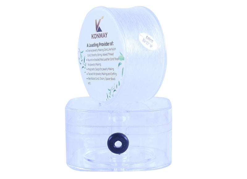 KONMAY 65 Yards 08mm Round Stretchy Cystal String for Bracelet with Organizing Case White Crystal Elastic Thread Cord for Jewelry Bracelets Making and Beading