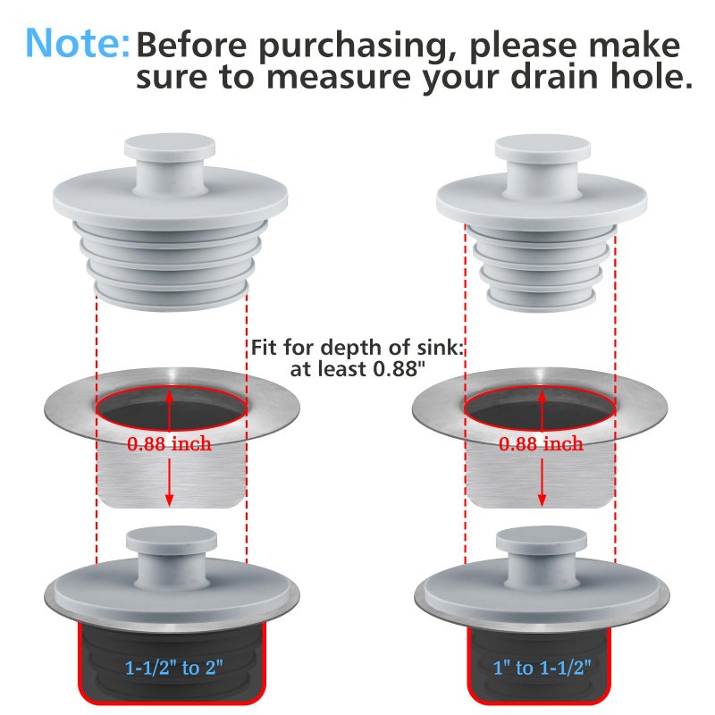 Aluvor Bathtub Stopper 2pcs Sink Stopper Tub Plug Bathroom Shower Drain Plug Silicone Bathtub Drain Plug Tub Drain Stopper Washbasin - Image 5