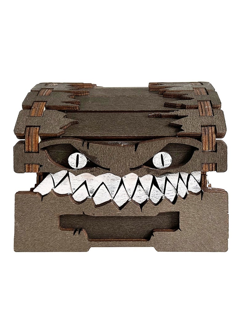 Monster Wooden Box Ornaments, Dungeons & Dragons Treasure Chest Monster Figurines, Dice Storage Building Block Box Wooden Craft Ornaments, Creative Gifts For Friends - Image 1
