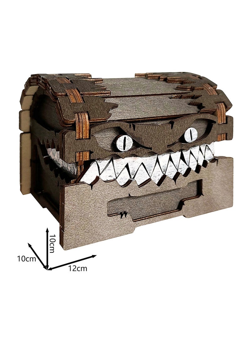 Monster Wooden Box Ornaments, Dungeons & Dragons Treasure Chest Monster Figurines, Dice Storage Building Block Box Wooden Craft Ornaments, Creative Gifts For Friends - Image 2