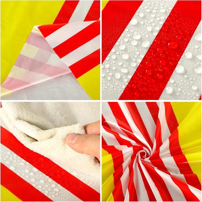 Oudain 6 Pcs Striped Tablecloth 108 x 54 Inch Rectangle Table Cover Disposable Plastic Table Cloth Waterproof Tablecloth Plastic Table Cover for Birthday Wedding Bridal (Red White Yellow) - Image 3
