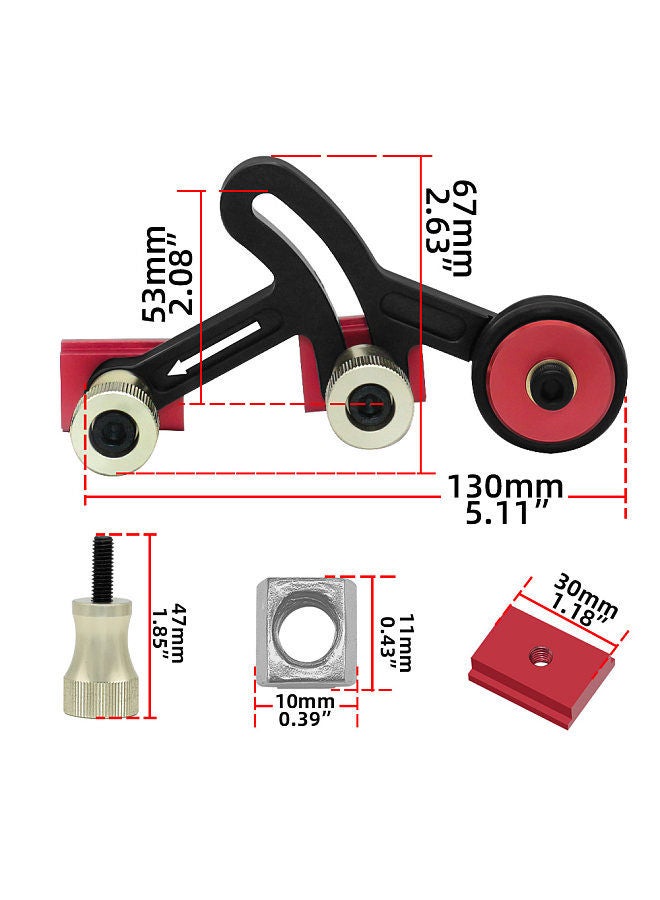 Unidirectional Feeder Woodworking Multifunctional Bearing Roller Pressing Feeder Aluminum Alloy Feather Loc Board Table Saws Feeding Safety Propelling Auxiliary Tool - Image 3