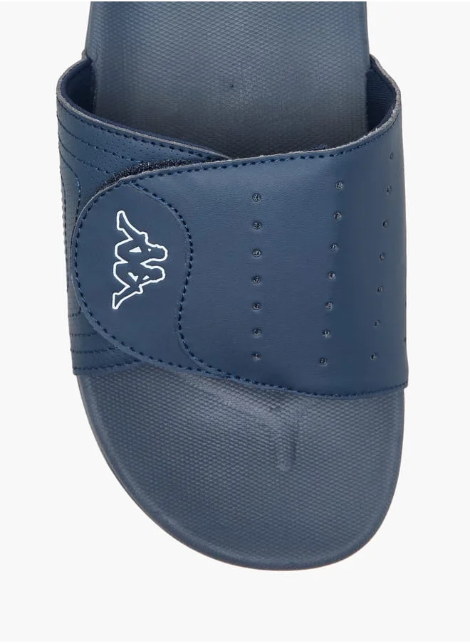 Kappa Men's Logo Print Slides With Hook And Loop Closure