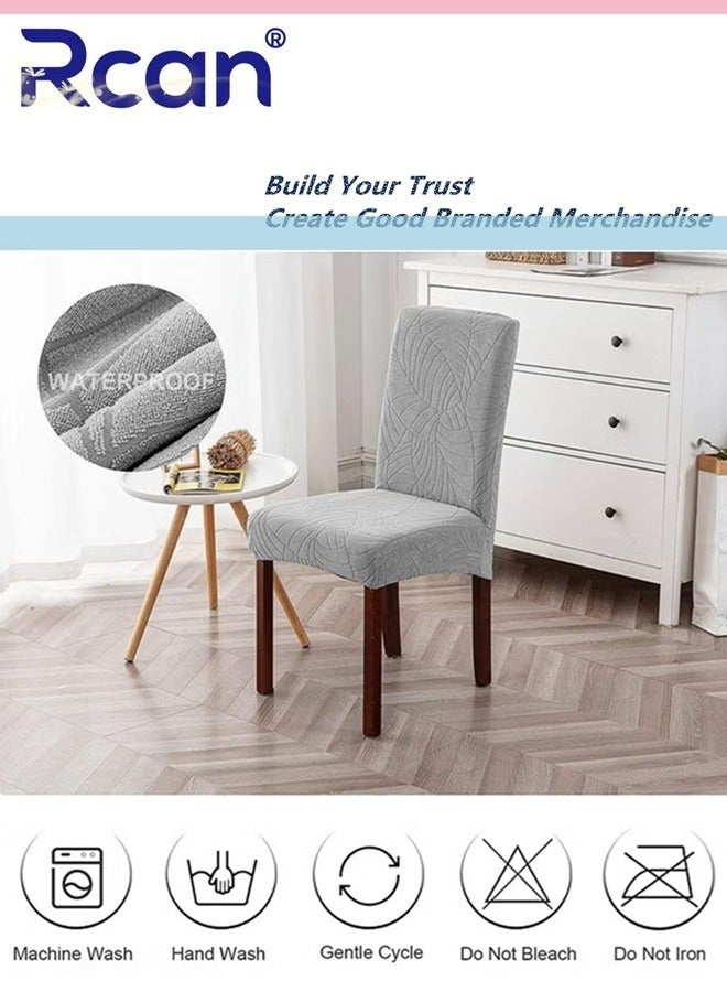 Rcan 6Pcs Waterproof Chair Covers for Dining Room Stretch Jacquard Dining Chair Slipcovers Removable Washable Chair Protector for Kitchen Hotel Restaurant - Image 3
