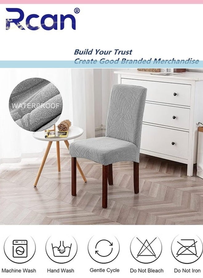 Rcan 6Pcs Waterproof Chair Covers for Dining Room Stretch Jacquard Dining Chair Slipcovers Removable Washable Chair Protector for Kitchen Hotel Restaurant - Image 5