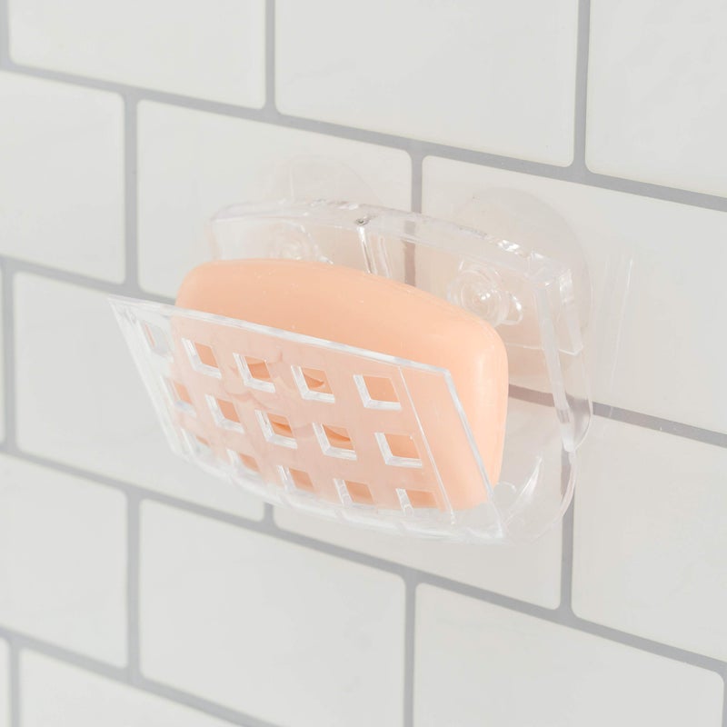 Home Basics Home Basics Clear Suction Holder for Kitchen & Bathroom Sink Sponge  Scrubber  and Soap Organizer with 2 Suction Cups | Open Grid Design for Easy Drainage  - Image 3