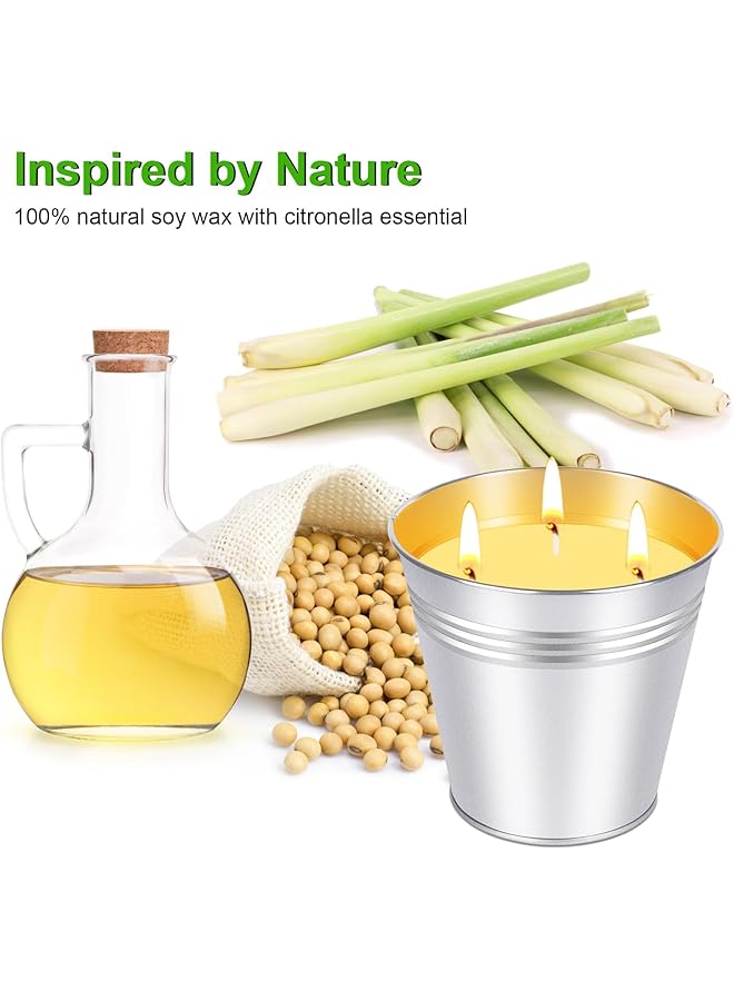 erorex Large Citronella Candles Outdoor Indoor 2 X 20Oz Natural Soy Wax 3 Wick Garden Candles Lemongrass Scent 200 Hours Burn Time For Diwali Ramadan Patio Yard Balcony Porch Camping Bbq - Image 2