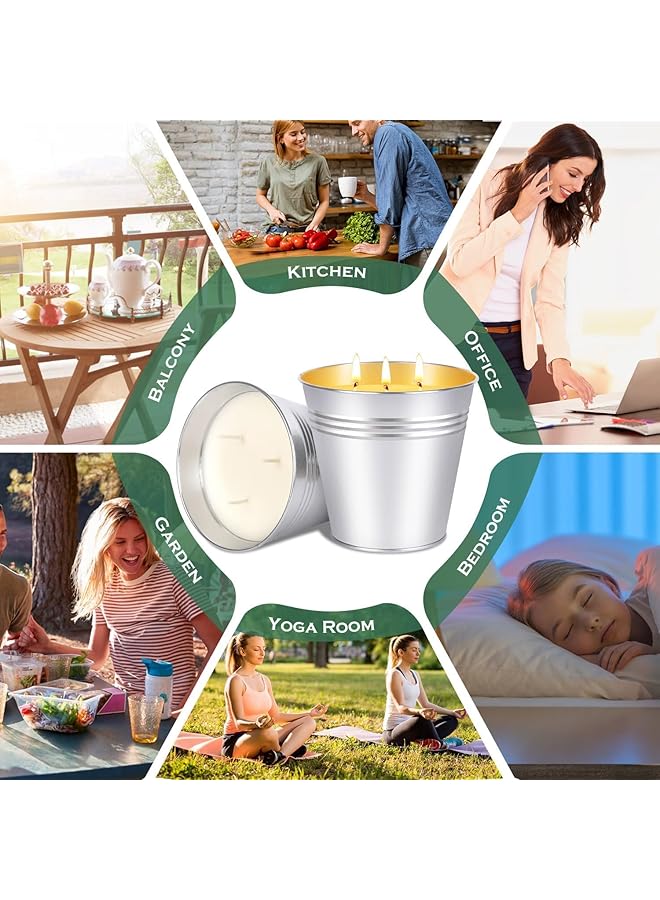 erorex Large Citronella Candles Outdoor Indoor 2 X 20Oz Natural Soy Wax 3 Wick Garden Candles Lemongrass Scent 200 Hours Burn Time For Diwali Ramadan Patio Yard Balcony Porch Camping Bbq - Image 5