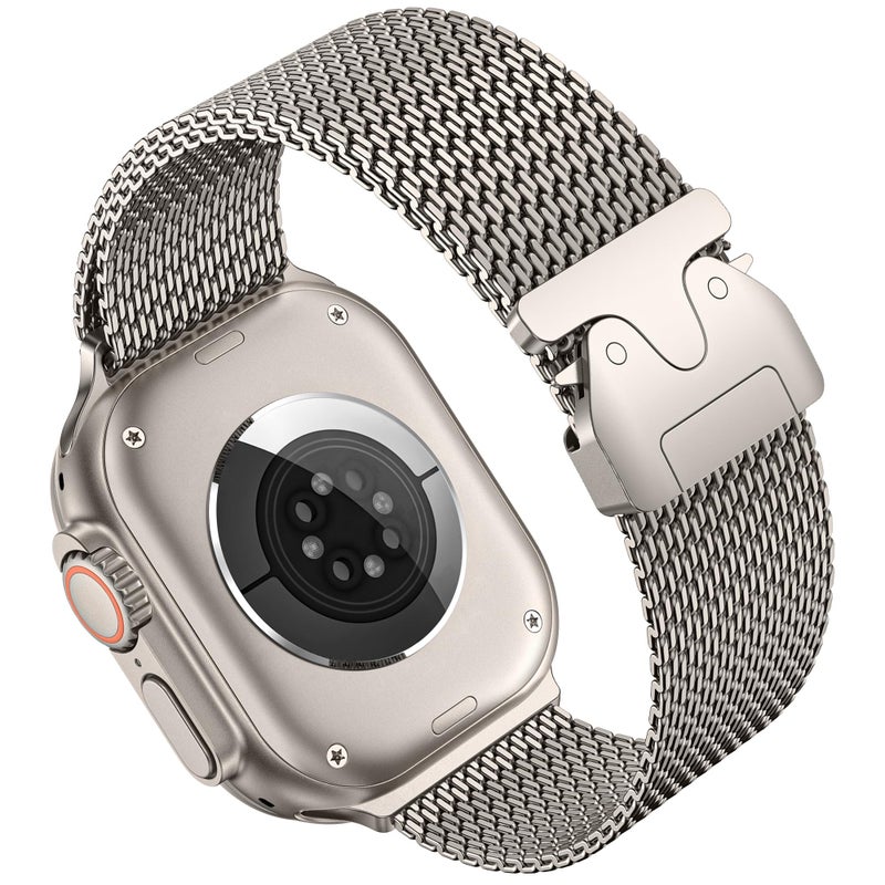 Bukela Milanese Mesh Strap with Parachute Buckle Compatible with Apple Watch Ultra/Ultra 2 (42–49mm) – Designer Metal Band - Image 1