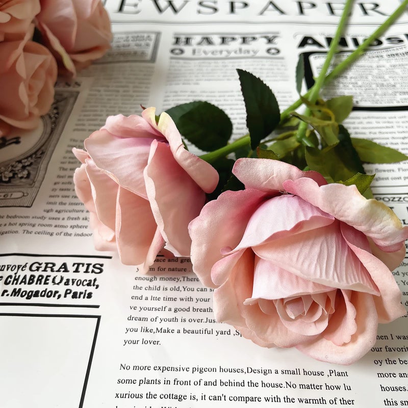UKELER 12 Pcs Artificial Rose Flowers Blossom Rose Flowers Real Touch Silk Faux Roses with Long Stem Rose Bouquets for Home Decoration Wedding Party Garden Floral Decor - Image 5