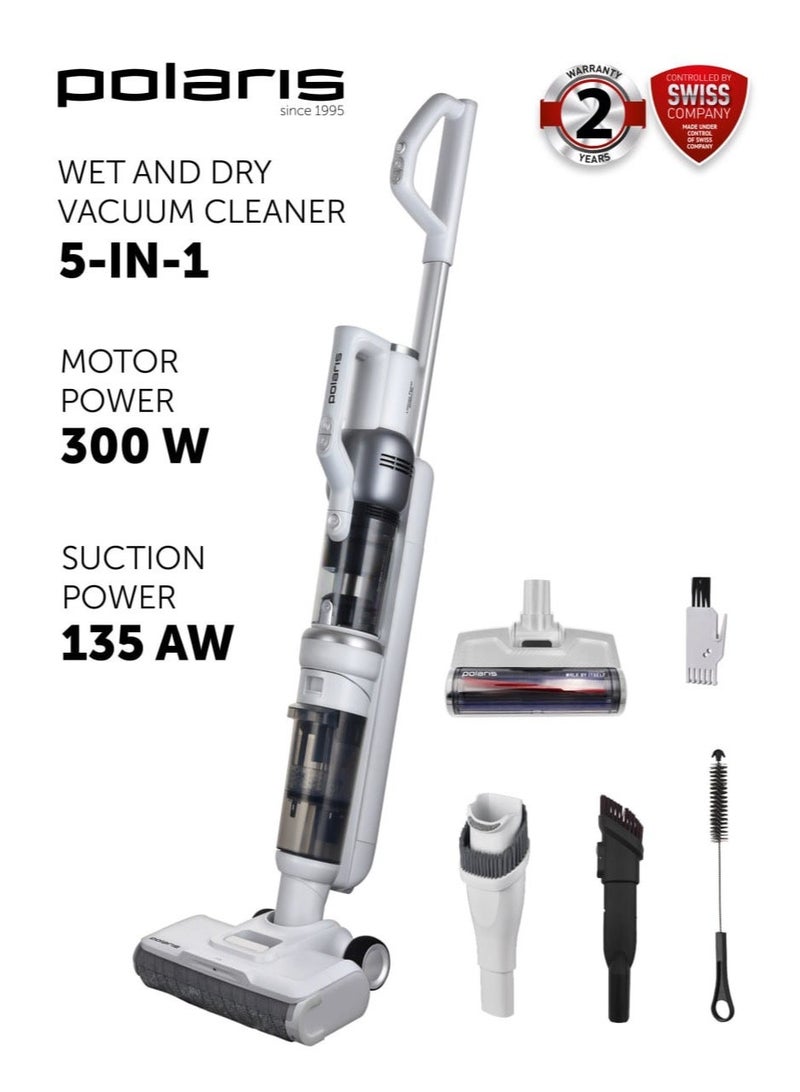 Polaris PVCW 6070 AS Cordless Wet & Dry Vacuum, 5-in-1 Upright & Handheld, 300W, 135 AW, Up to 60 Minutes Runtime, 3900 mAh Battery, Self-Cleaning, Self-Propelled Brush, LED Display, 0.5L Clean Water Tank / 0.3L Dirty Water Tank, 0.2L Dust Bin - Image 1