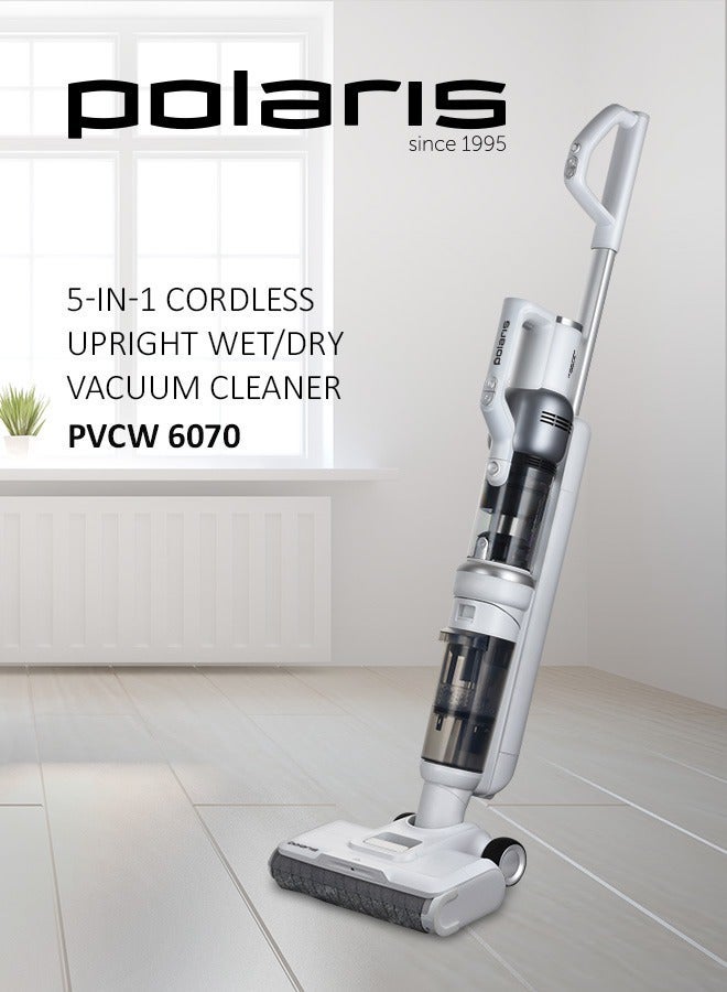 Polaris PVCW 6070 AS Cordless Wet & Dry Vacuum, 5-in-1 Upright & Handheld, 300W, 135 AW, Up to 60 Minutes Runtime, 3900 mAh Battery, Self-Cleaning, Self-Propelled Brush, LED Display, 0.5L Clean Water Tank / 0.3L Dirty Water Tank, 0.2L Dust Bin - Image 2