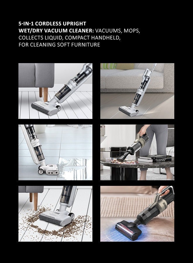 Polaris PVCW 6070 AS Cordless Wet & Dry Vacuum, 5-in-1 Upright & Handheld, 300W, 135 AW, Up to 60 Minutes Runtime, 3900 mAh Battery, Self-Cleaning, Self-Propelled Brush, LED Display, 0.5L Clean Water Tank / 0.3L Dirty Water Tank, 0.2L Dust Bin - Image 3