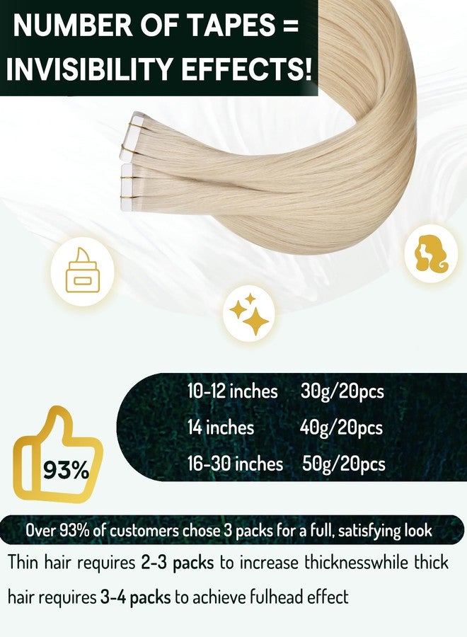 RUNATURE Blonde Tape in Hair Extensions Human Hair, 10 Inch Short Real Human Hair Tape in Extensions, Icy Blonde Hair Extensions Tape Ins, Seamless Remy Human Hair, 30g 20pcs - Image 4