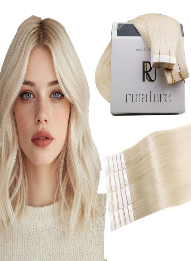 RUNATURE Blonde Tape in Hair Extensions Human Hair, 10 Inch Short Real Human Hair Tape in Extensions, Icy Blonde Hair Extensions Tape Ins, Seamless Remy Human Hair, 30g 20pcs - Image 1