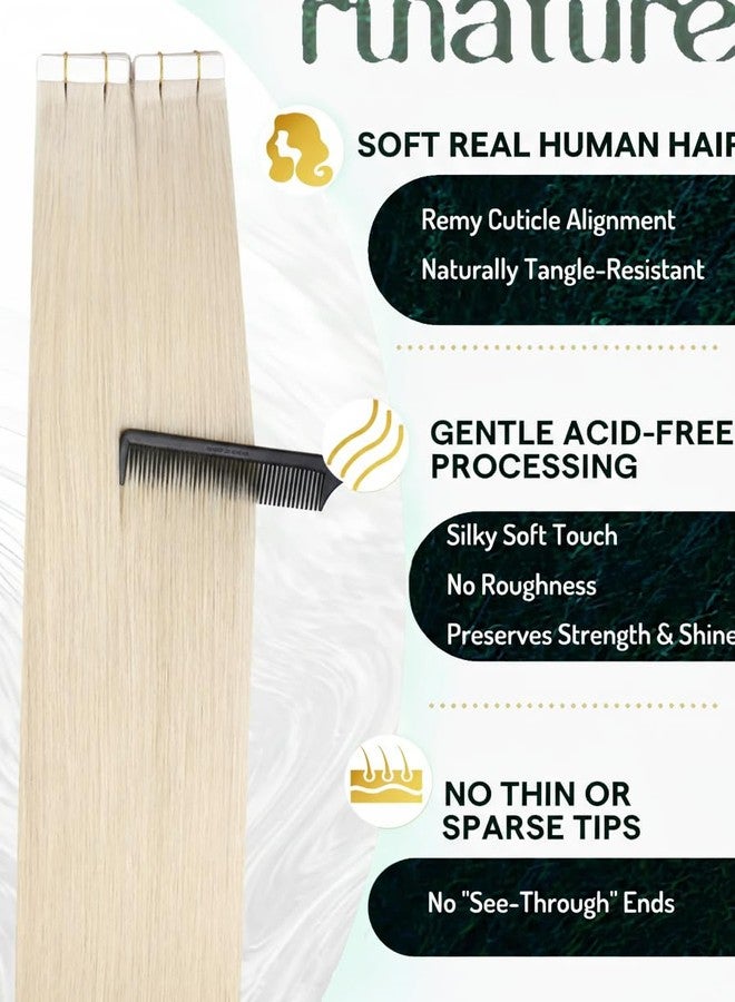 RUNATURE Blonde Tape in Hair Extensions Human Hair, 10 Inch Short Real Human Hair Tape in Extensions, Icy Blonde Hair Extensions Tape Ins, Seamless Remy Human Hair, 30g 20pcs - Image 2