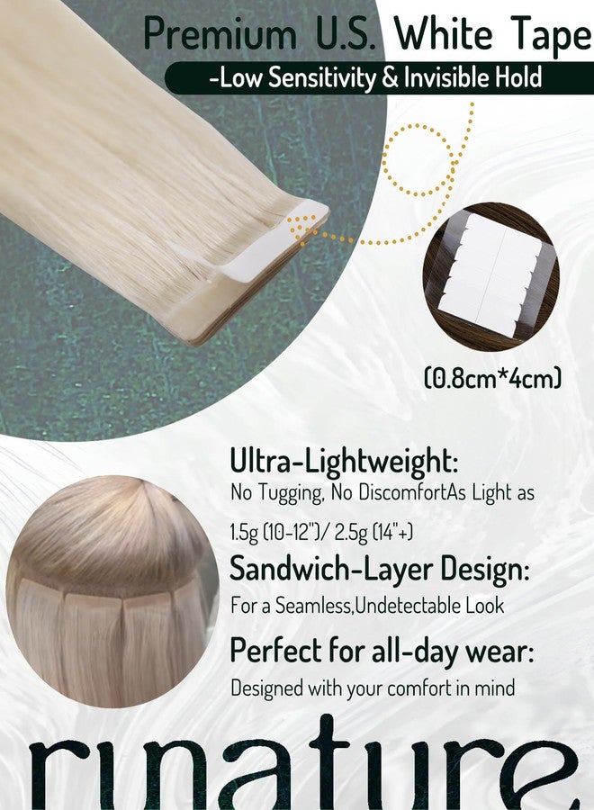 RUNATURE Blonde Tape in Hair Extensions Human Hair, 10 Inch Short Real Human Hair Tape in Extensions, Icy Blonde Hair Extensions Tape Ins, Seamless Remy Human Hair, 30g 20pcs - Image 3