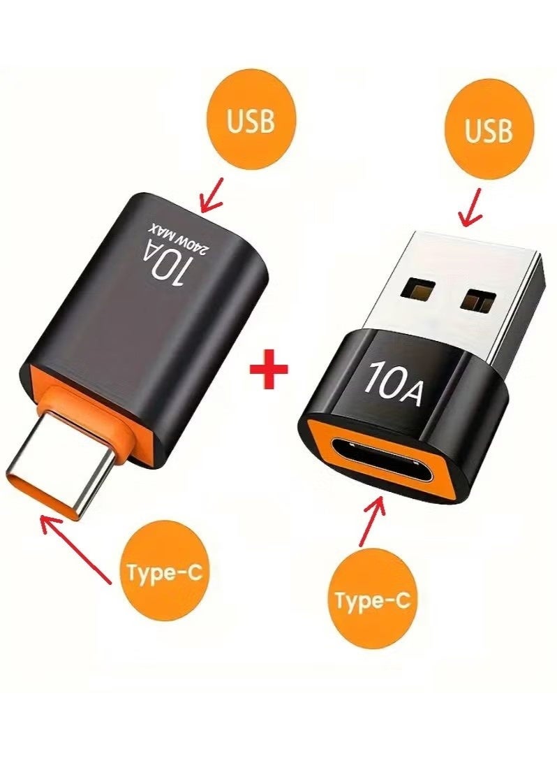 مجموعة محولات OTG من قطعتين: من Type-C إلى USB للشحن السريع ونقل البيانات، متوافقة مع سامسونج، شياومي، ماك بوك، الحواسيب المحمولة، الأجهزة اللوحية والمزيد. تشمل: محول USB ذكر إلى Type-C أنثى & محول Type-C ذكر إلى USB أنثى - Image 1