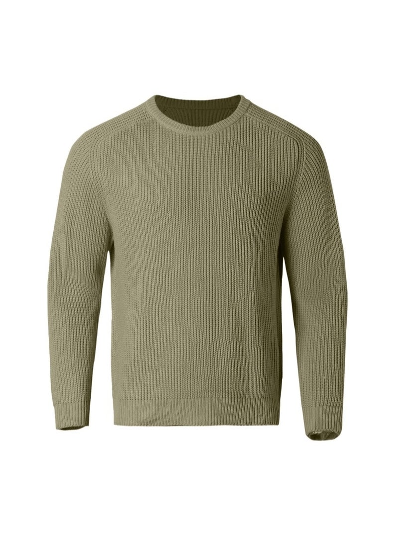 NIBEMINENT Fashion Autumn Winter  Men's Sweater Long Sleeve Round Neck Casual Men Knitted Jacquard Pullover Solid Tshirt Man Tops - Image 2