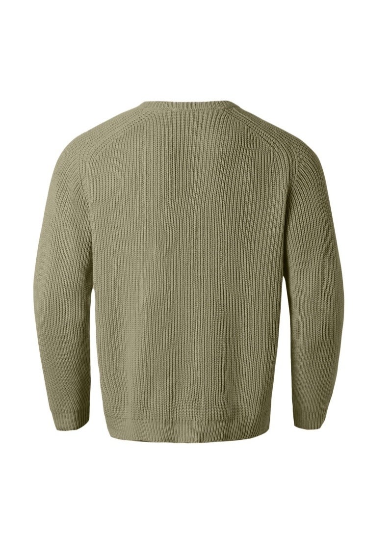 NIBEMINENT Fashion Autumn Winter  Men's Sweater Long Sleeve Round Neck Casual Men Knitted Jacquard Pullover Solid Tshirt Man Tops - Image 3