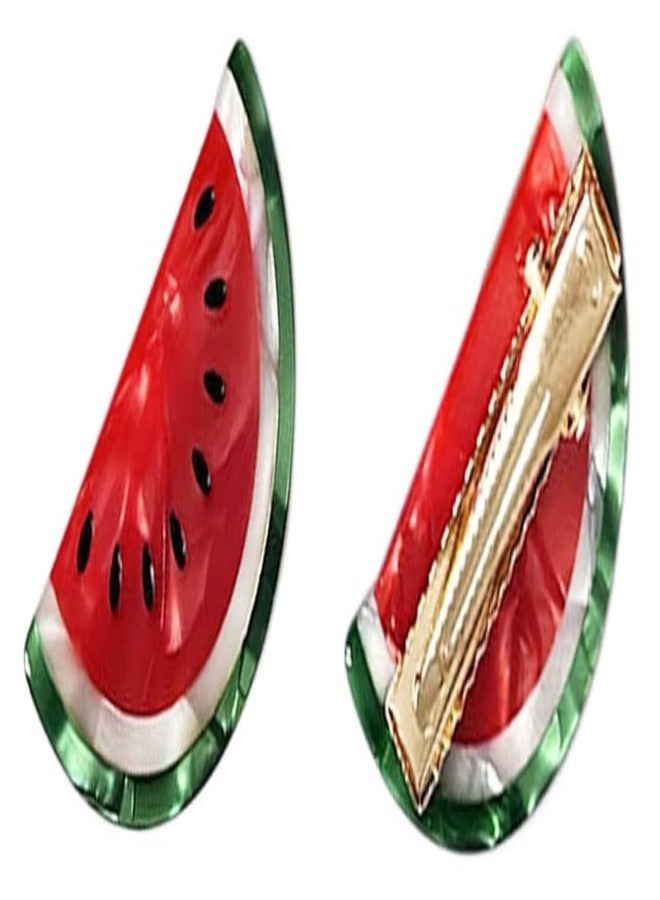 GANPUB 2 Pcs Red Watermelon Fruit Small Duck Billed Hair Clips for Styling Hair Clips Non Slip Hair Clip Duck Billed for Hold Hair Accessory for Women Claw Clips Thick Hair - Image 1