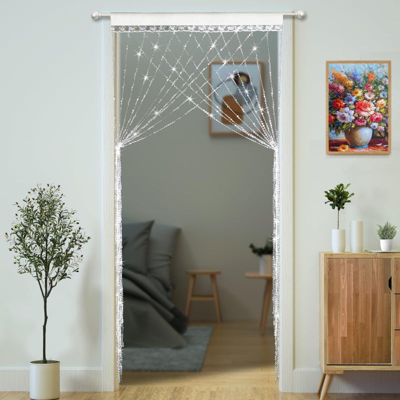 YaoYue Crystal Beaded Curtain Door Curtains Room Divider Hanging Diamond Acrylic Beads for Doorway Hippie Closet Bedroom Wall Window Backdrop Decor (35.5Ã—79in/90Ã—200cm, Crystal) - Image 2