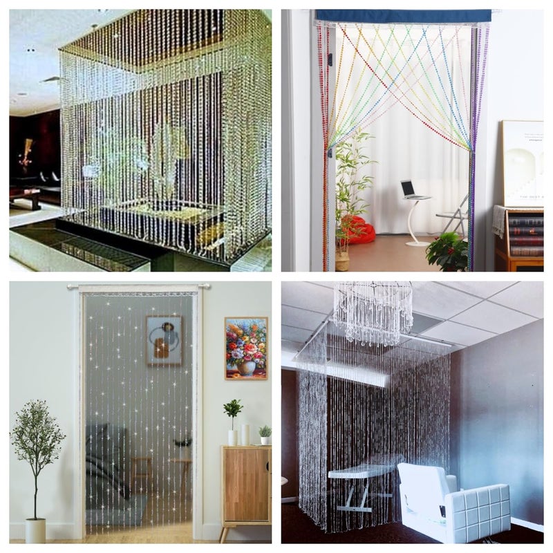 YaoYue Crystal Beaded Curtain Door Curtains Room Divider Hanging Diamond Acrylic Beads for Doorway Hippie Closet Bedroom Wall Window Backdrop Decor (35.5Ã—79in/90Ã—200cm, Crystal) - Image 3