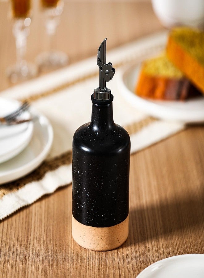 HOMCDALY Ceramic Olive Oil Dispenser Bottle, 16oz Oil Dispenser Bottle for Kitchen, Cooking Oil Dispenser, Kitchen Dispenser for Oil Vinegar Syrups(Black&Brown - Image 5