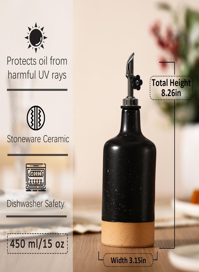 HOMCDALY Ceramic Olive Oil Dispenser Bottle, 16oz Oil Dispenser Bottle for Kitchen, Cooking Oil Dispenser, Kitchen Dispenser for Oil Vinegar Syrups(Black&Brown - Image 3