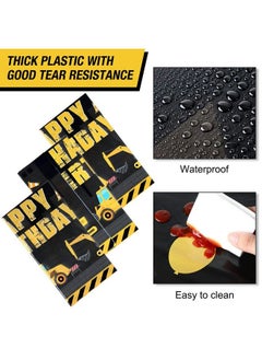 Tatuo Construction Happy Birthday Tablecloth Dump Truck Birthday Table Covers Tractor Plastic Printed Tablecloth Construction Themed Birthday Party Decoration Supplies For Kid Boy (Black 3 Sheets)  - Image 4