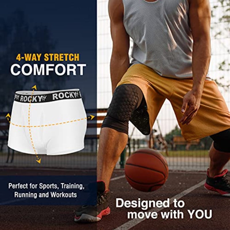 Rocky Men's Boxer Briefs 4-Way High Performance Pouch Underwear, 2-Pack Tagless - Image 3