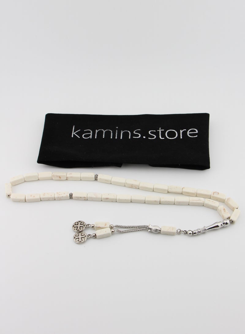 Kamins Collection Turquoise White Cylinder (Cut) Tasbih - Image 1