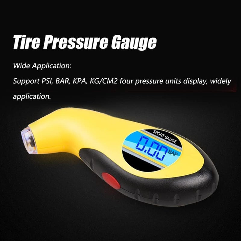 LIMOS Lcd Digital Tire Air Pressure Gauge Tester Tool W/Light, Yellow - Image 4
