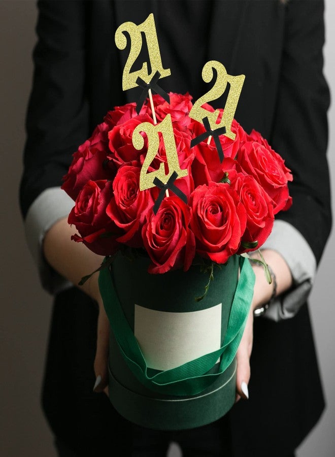 Sotpot 8 pcs Gold Glitter 21st Birthday Centerpiece Sticks, Number 21 with Bow Centerpieces Table Flower Topper for Man Woman 21st Birthday Anniversary Table Party Decorations - Image 4