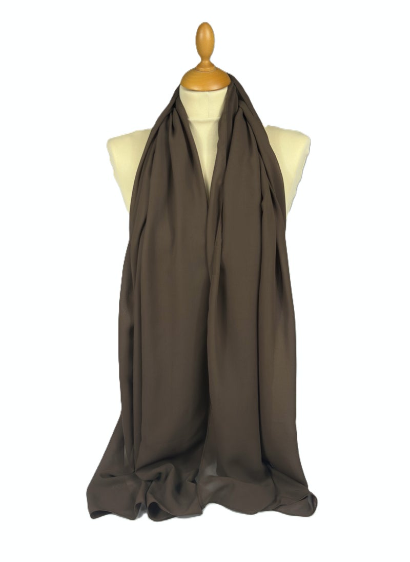 Perfectory PERFECTORY Women Lightweight Solid Chiffon Hijab Shawl Soft Premium Abaya Shawl Wrap Scarves, Long Bridal Hijab Scarf- Coffee Brown  - Image 1