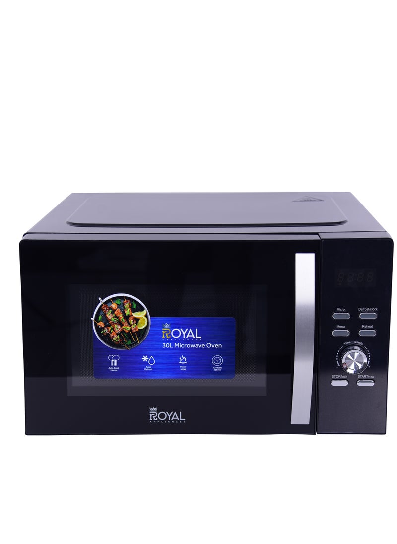 Royal - 30 Liters Digital Microwave Oven, 900 Watts, 5 Power Levels, 60 min Timer, Child Safety-Lock, Cooking End Signal, Easy Pull Chrome Handle, Grey, RA-30XDG - Image 1