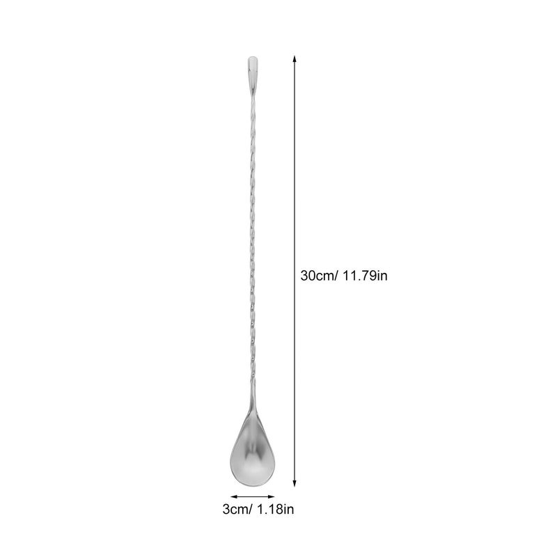 Stainless Steel Bar Spoons Set of 4 30cm Long Spiral Handle Weighted Mixing Tools - Image 3