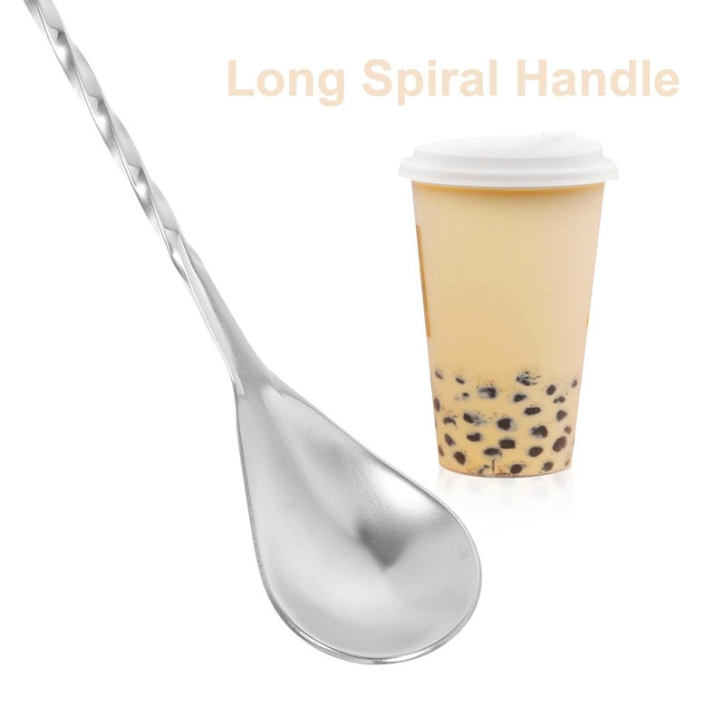 Stainless Steel Bar Spoons Set of 4 30cm Long Spiral Handle Weighted Mixing Tools - Image 4